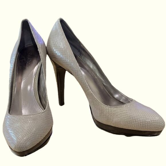 Calvin‎ Klein Scene Silver Faux Snakeskin Pump. Size 9.5 - Picture 1 of 8